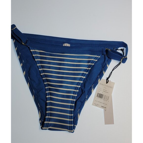 Robin Piccone Bikini Bottom Womens Parker High Weist Blue/White Stripeed - Picture 9 of 9